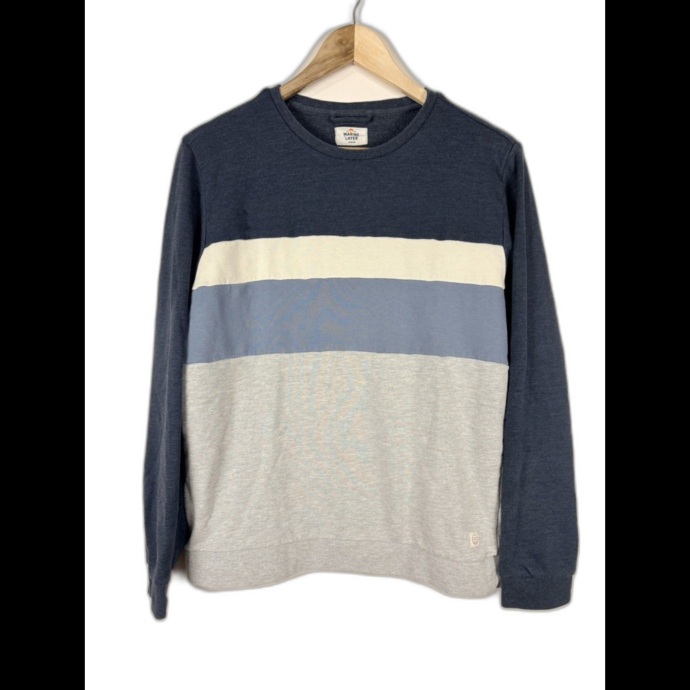 Marine Layer Colorblock Crewneck Fleece Sweatshirt Blue Men’s Medium Coastal